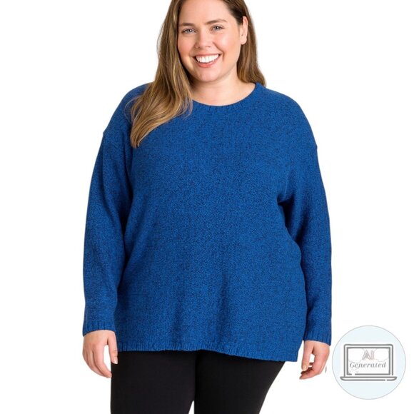 Philosophy Womens Pullover Sweater Blue Denim Heather Black Long Sleeve Size XXL - Picture 1 of 10